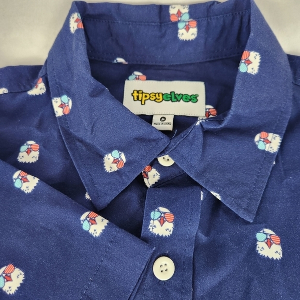 Tipsy Elves Shirt Mens M Button Up Shirt Redneck 4th‎ of July Eagle America